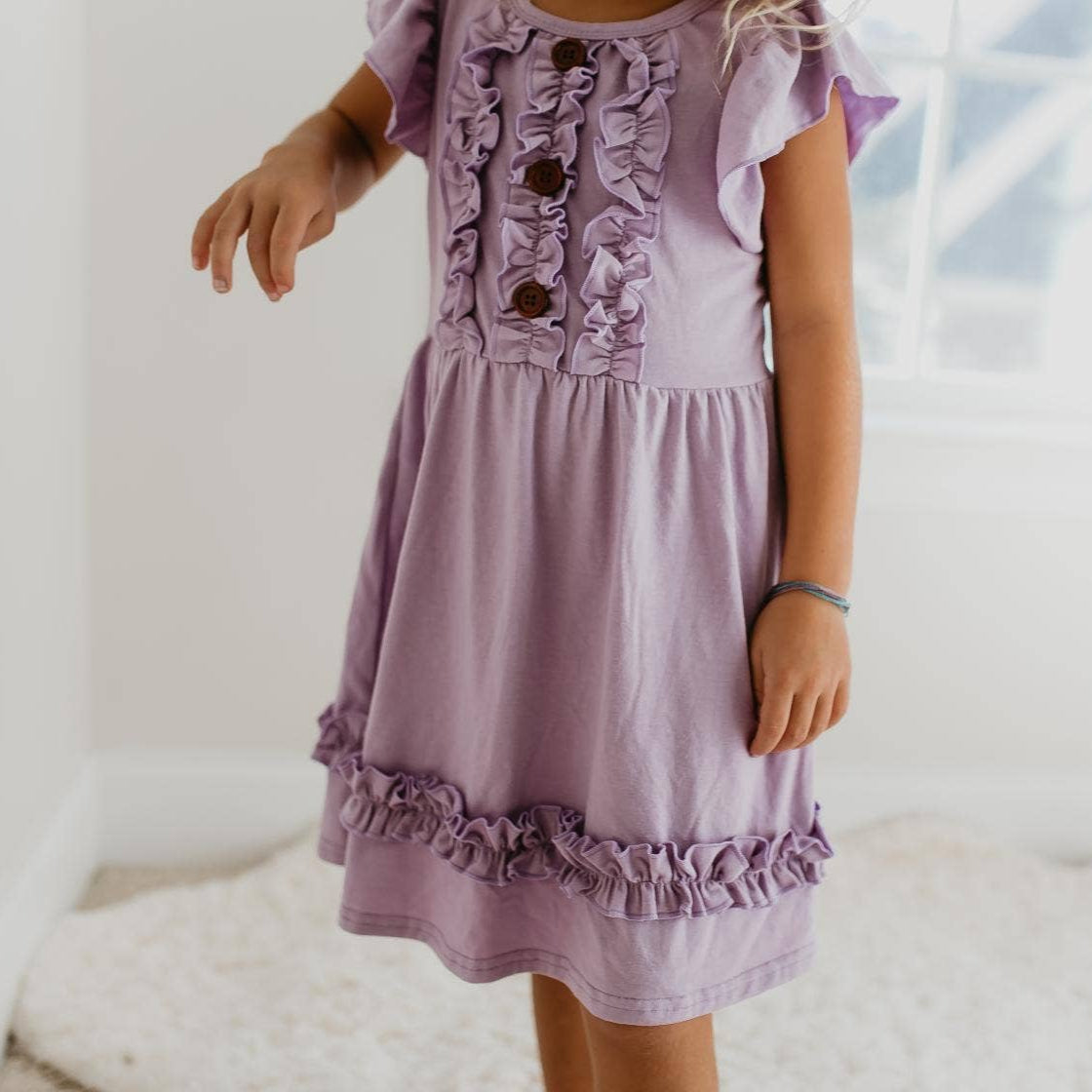 Pastel Ruffle Dress - Lilac & Pastel Blue