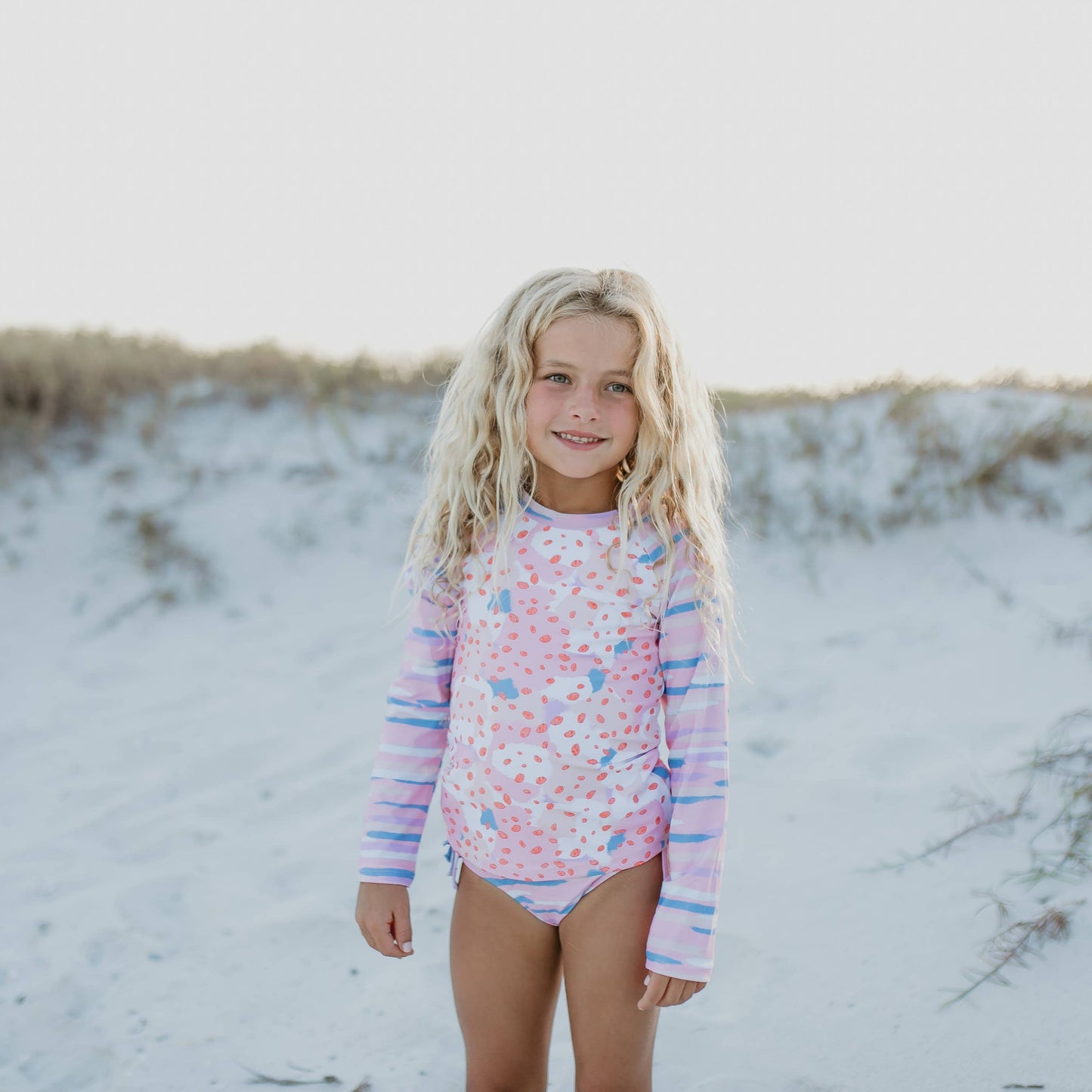 Pink & Blue Abstract Ruffle Swimsuit