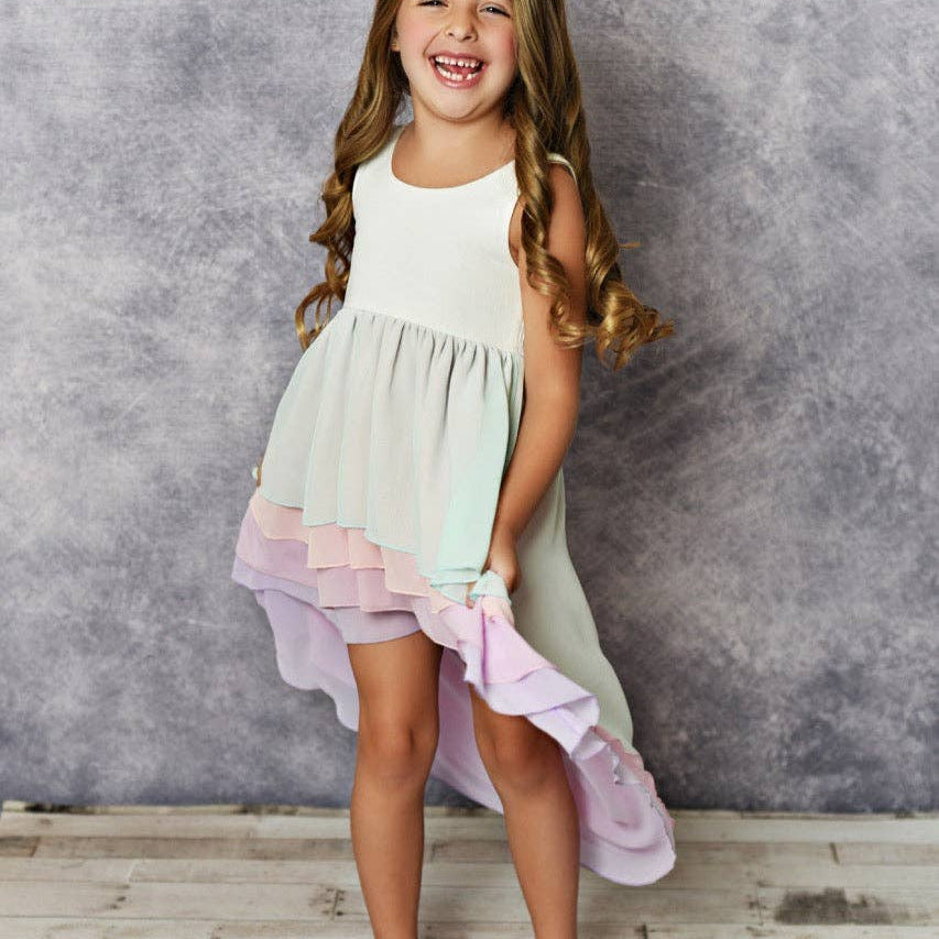 Hi-Lo Ombre Tiered Dress