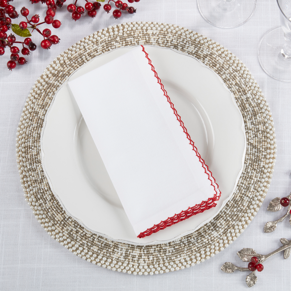 Red Whip-Stitched Edge Cotton Napkin : 18x18