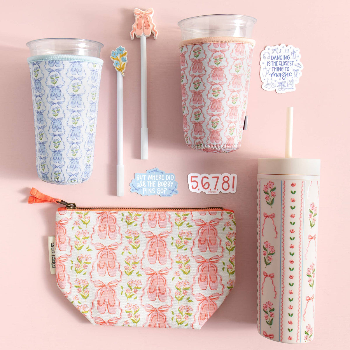 Ballet Slippers & Florals Dance Drink Sleeve: Small