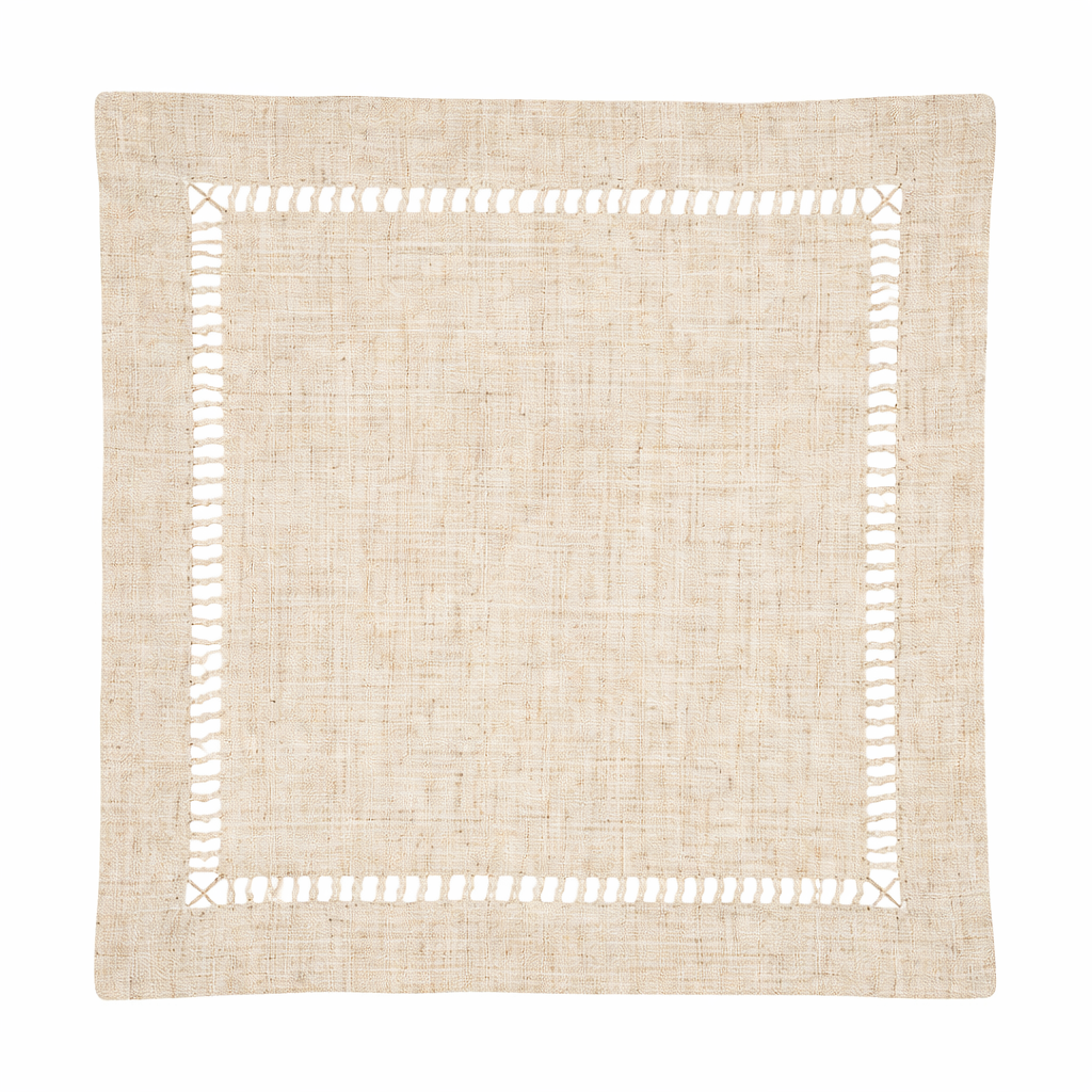 Natural Hemstitch Linen-Poly 6" Coaster