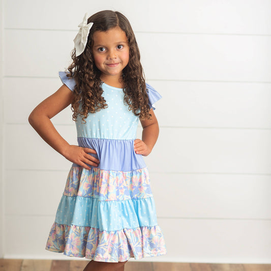 Polka Dot Floral Tiered Dress