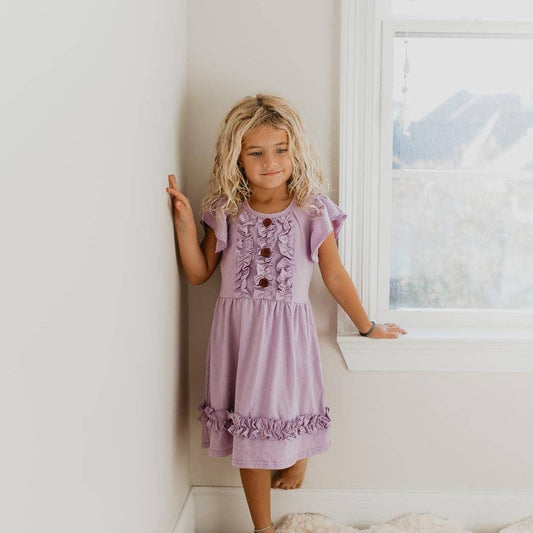 Pastel Ruffle Dress - Lilac & Pastel Blue