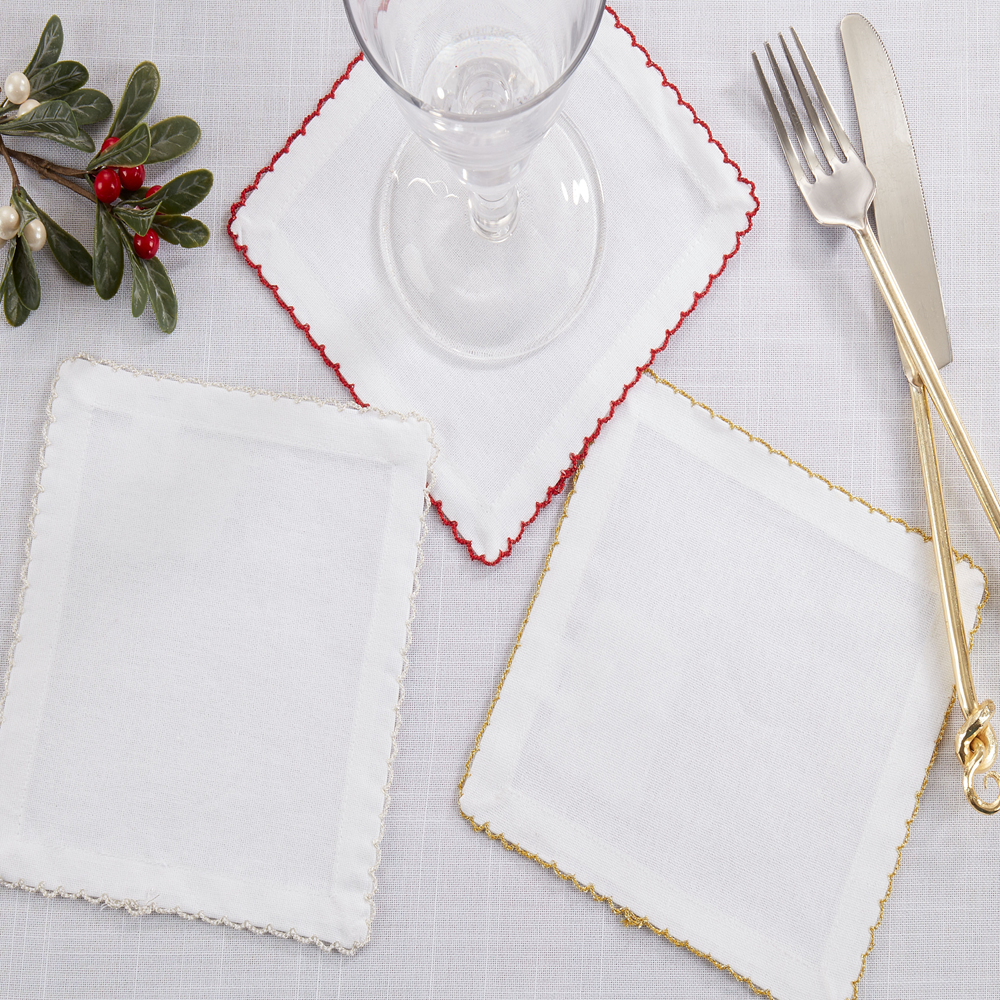 Red Whip-Stitched Edge Cotton Napkin : 18x18