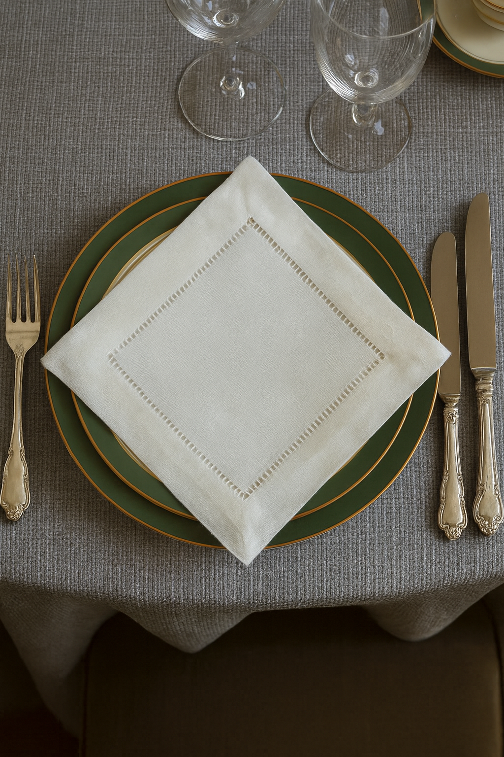 White Classic Hemstitch Linen Blend 6-Inch Napkin Coaster