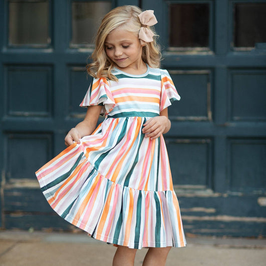 Boho Rainbow Stripe Dress