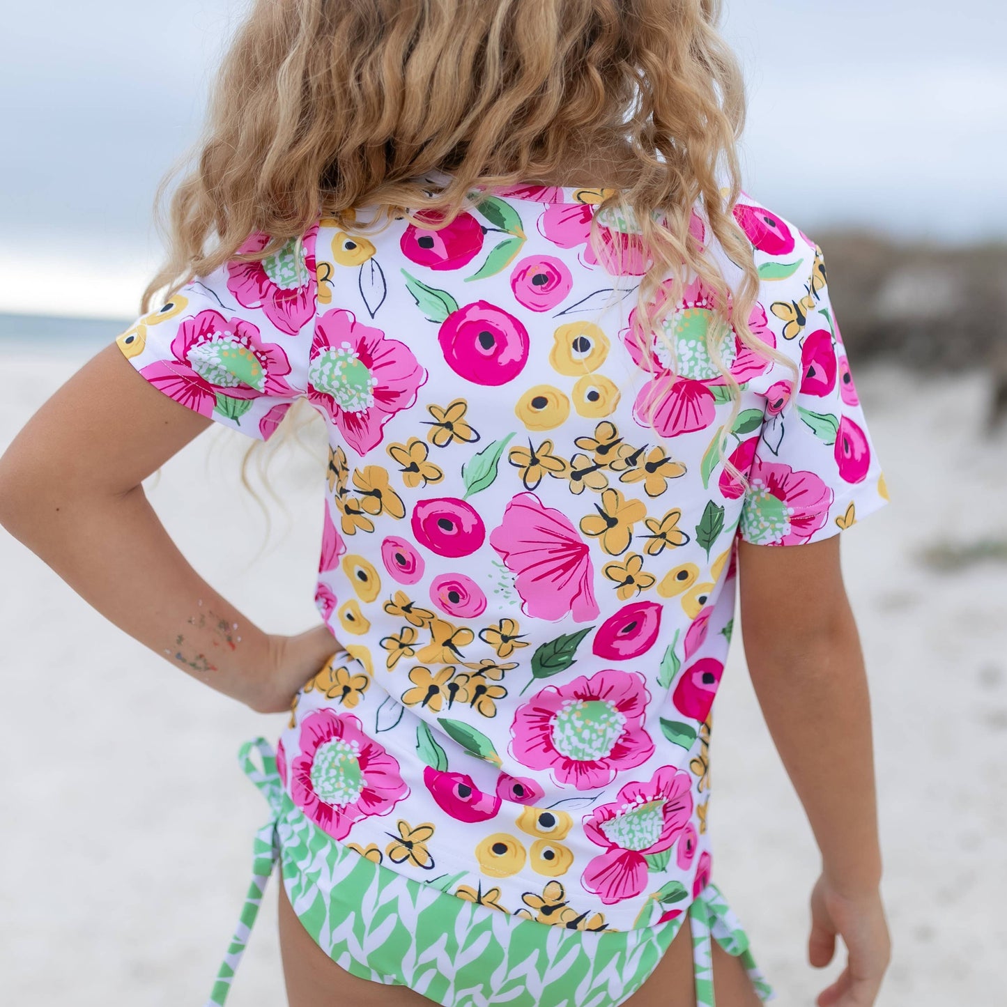 Green & Pink Floral Swimsuit