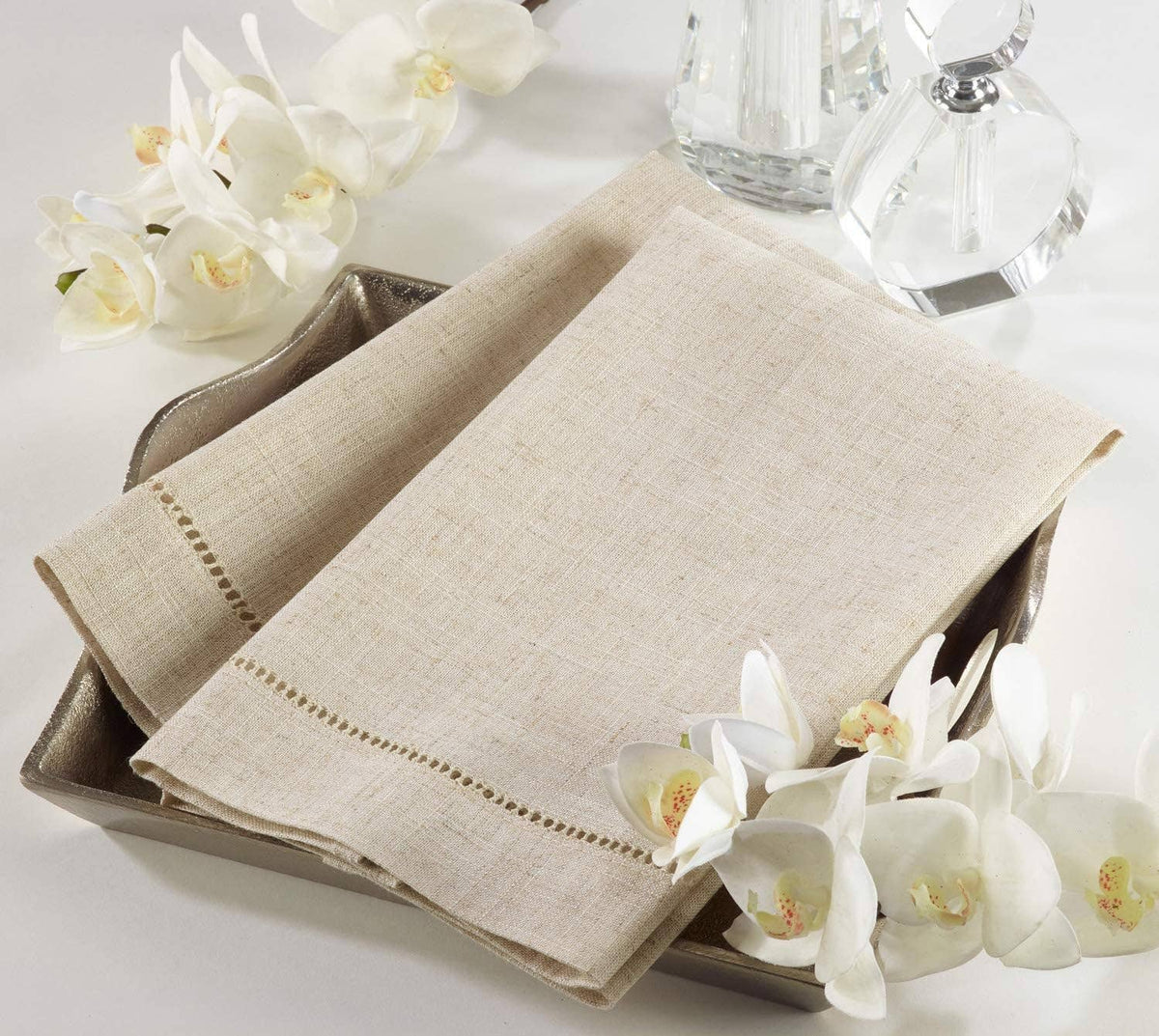 Natural Hemstitch Linen Blend Guest Towel – 14" x 22"